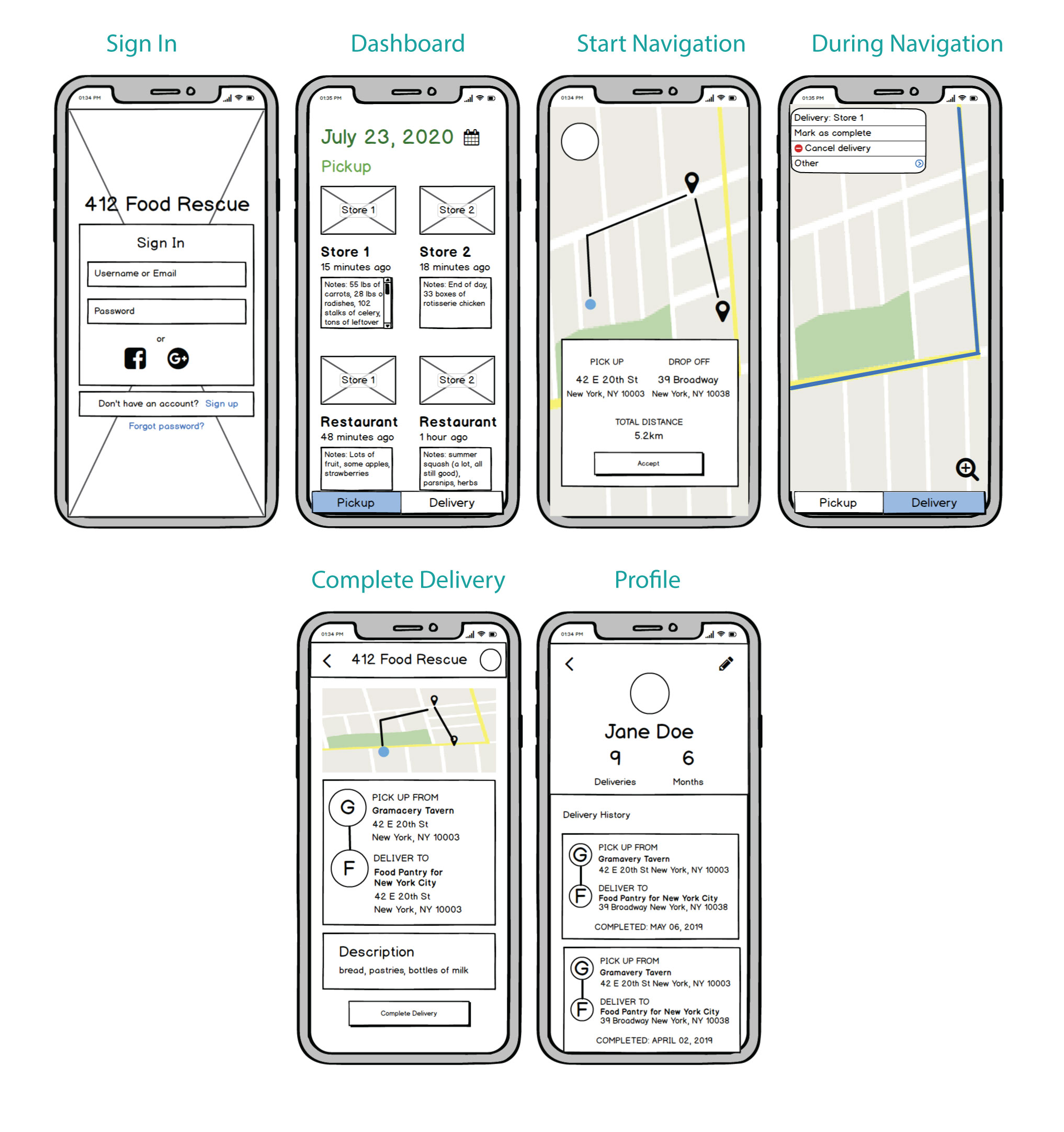 volunteer low fidelity mockup