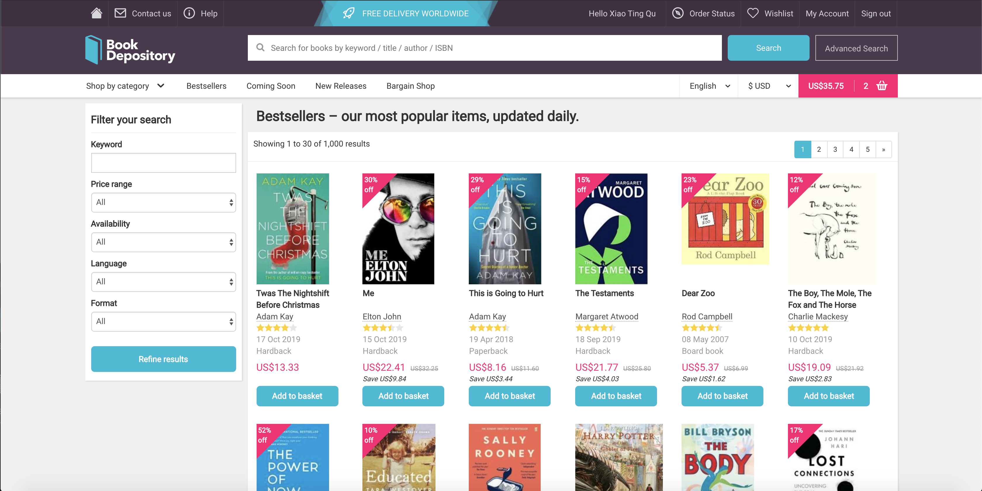 original bestsellers page